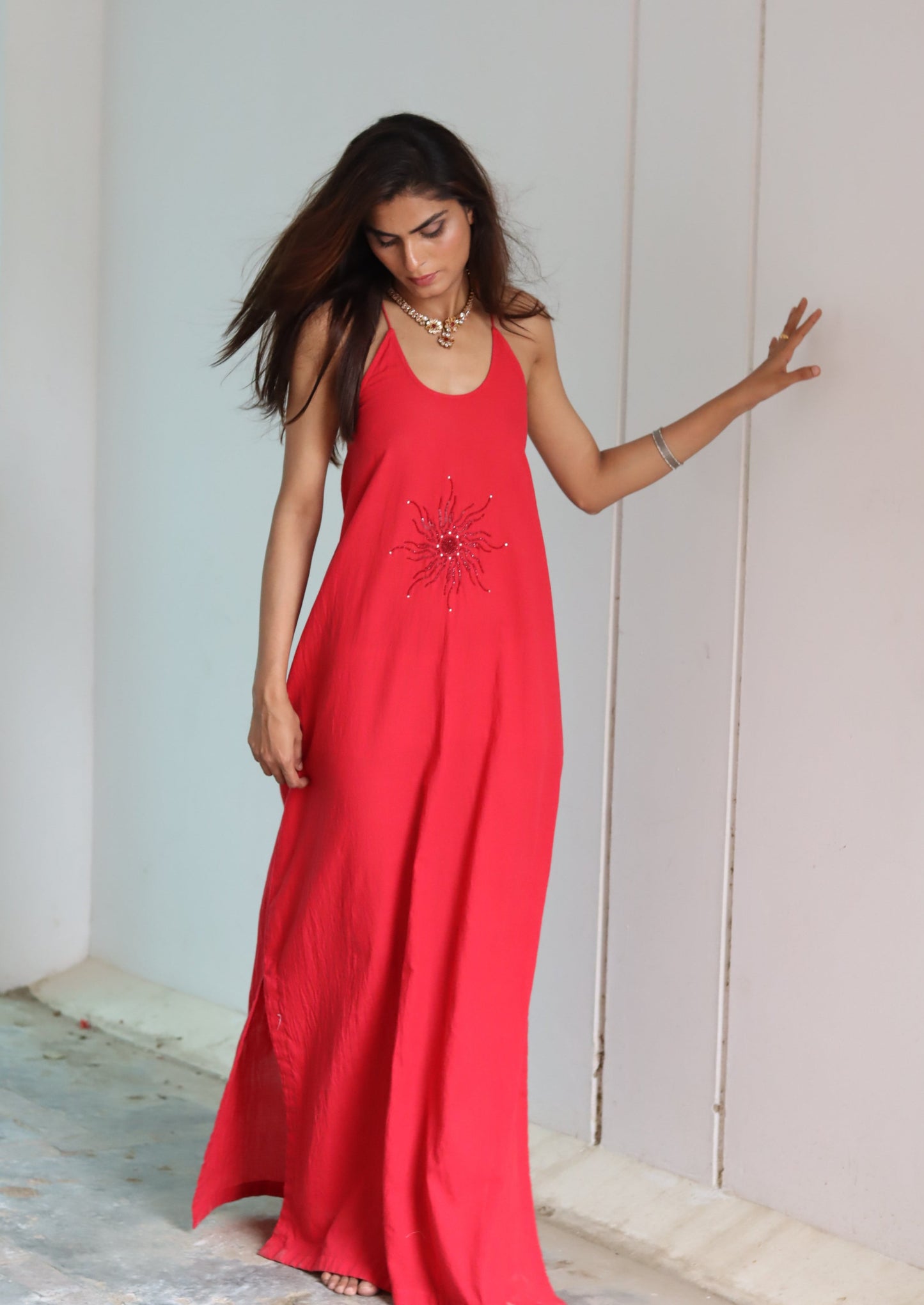 Sun swirl red dress