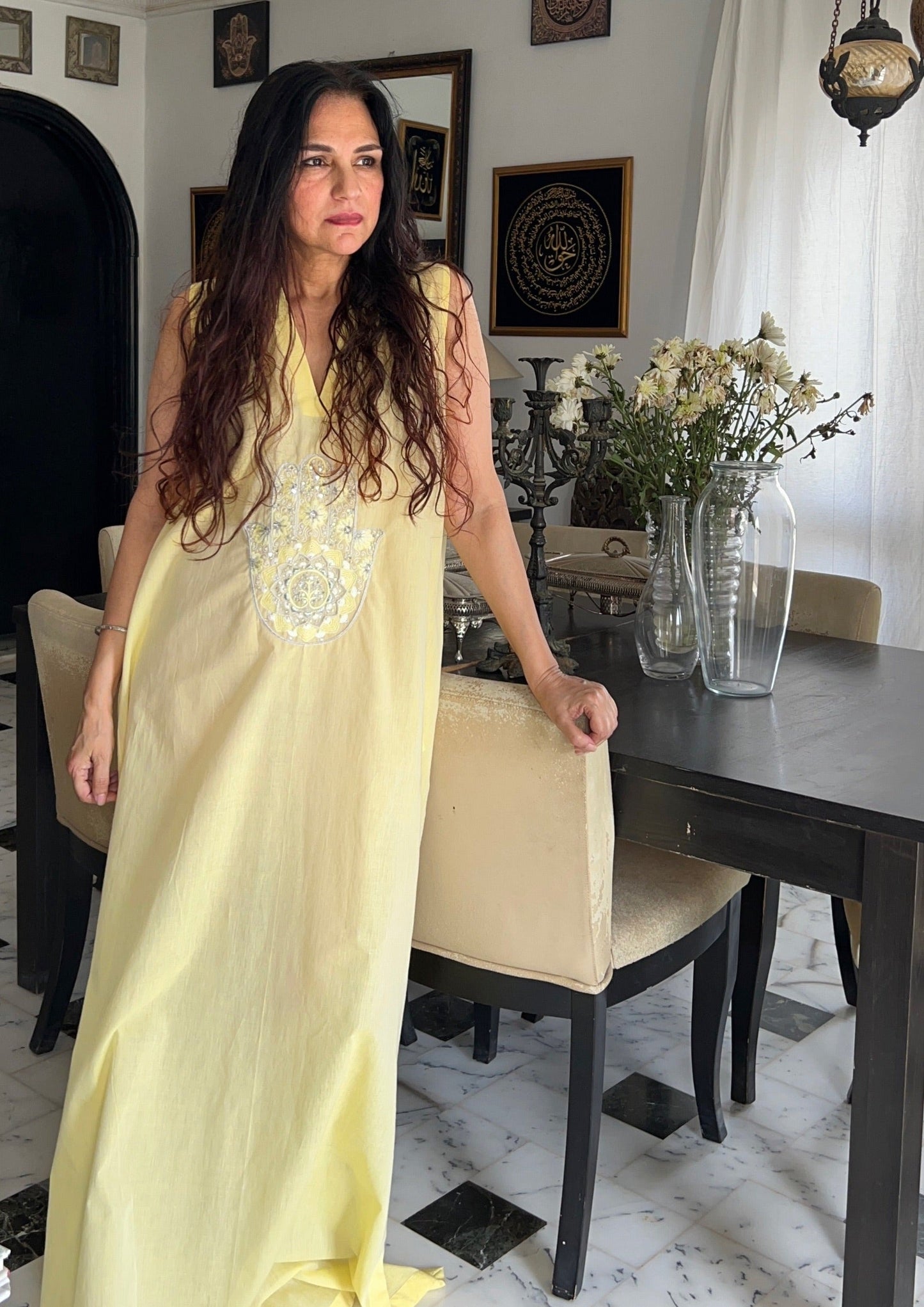 Fatima tree of life in pale yellow