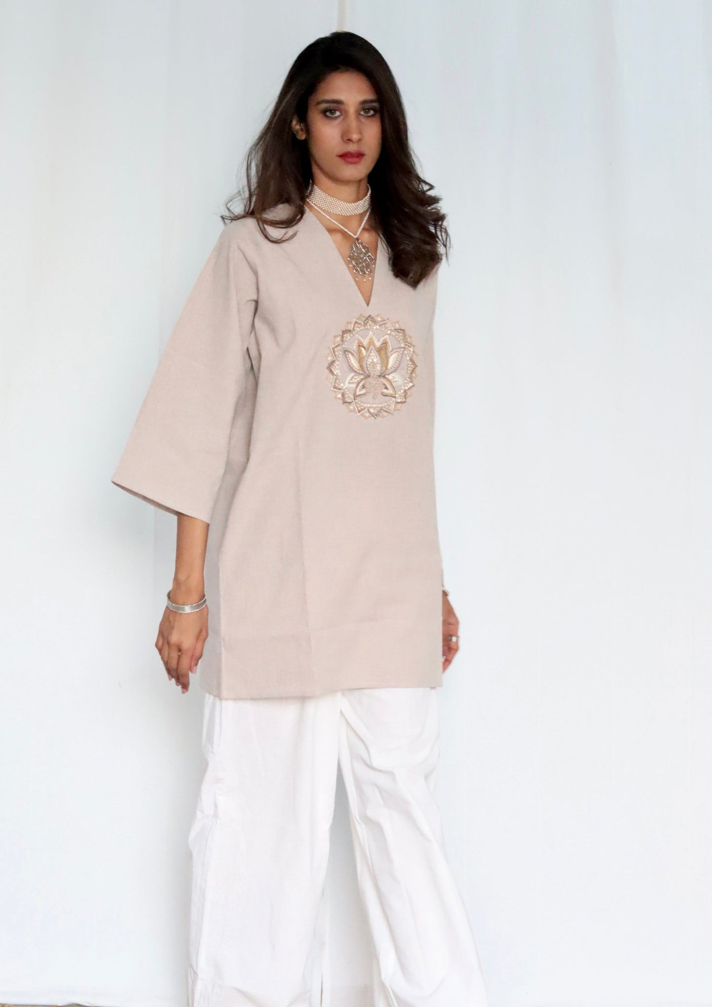 White Lotus bloom mini dress