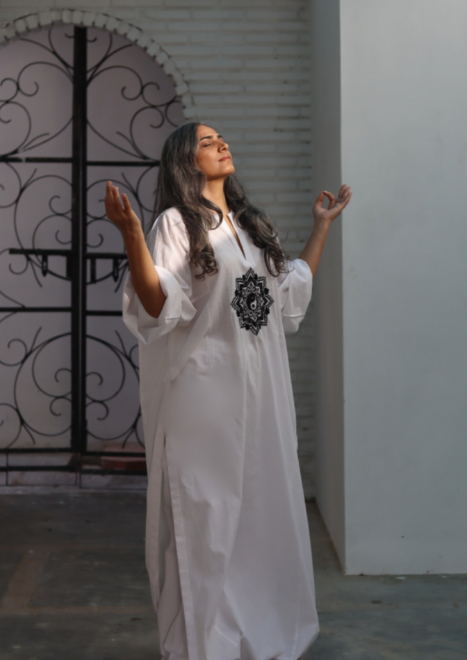 Yin yang mandala long kurta