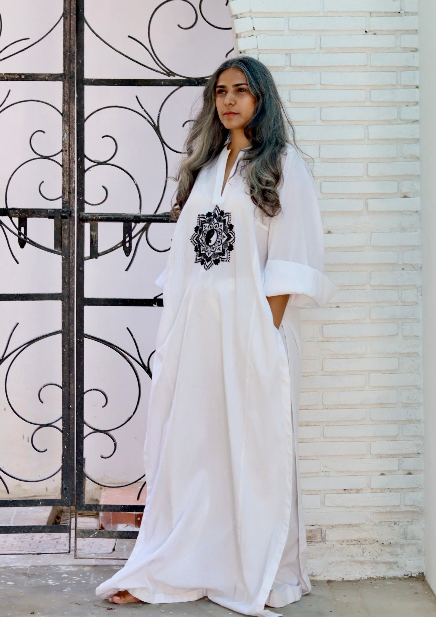 Yin yang mandala long kurta