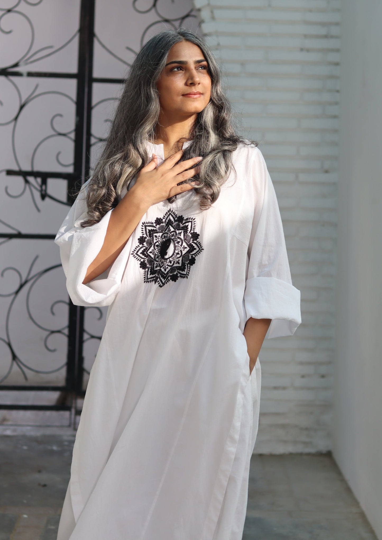 Yin yang mandala long kurta