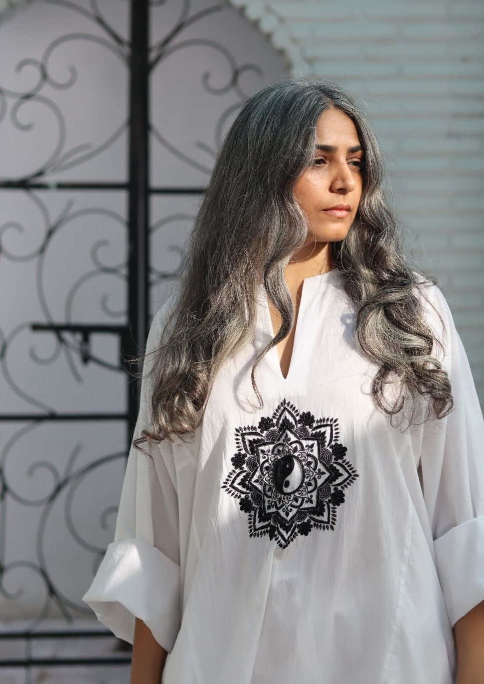 Yin yang mandala long kurta