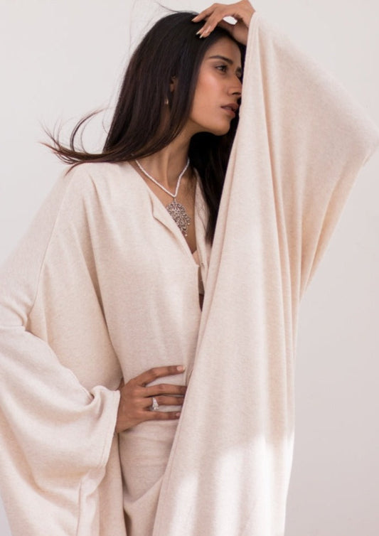 Luxury knits kaftan in oatmeal