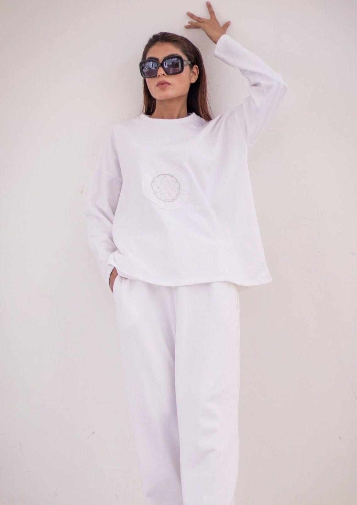 Luxury knits sweatshirt in white