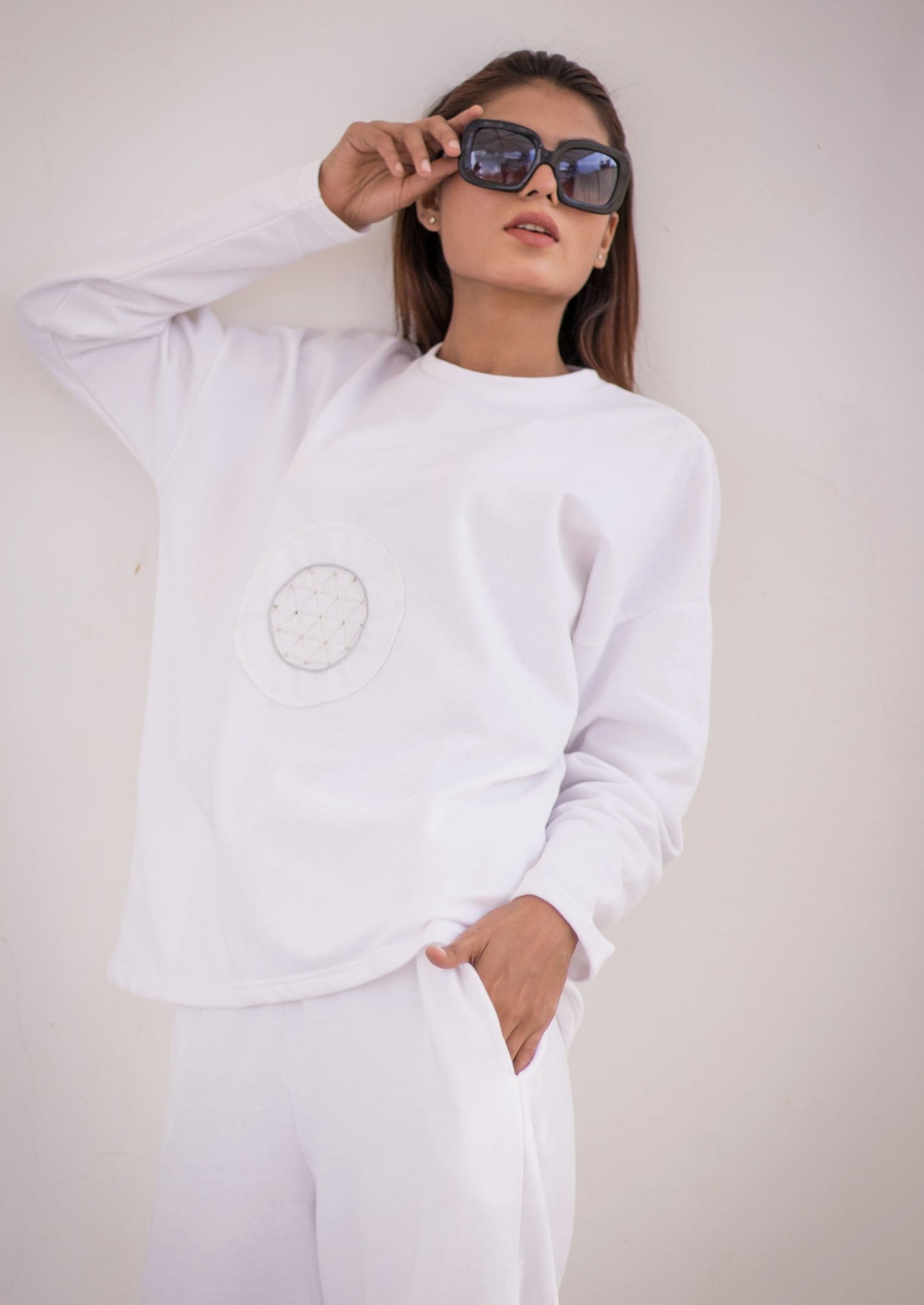 Luxury knits sweatshirt in white