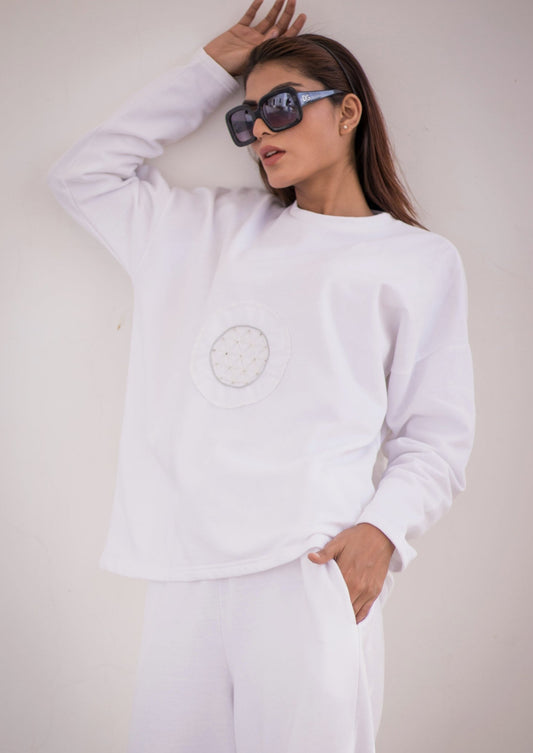 Luxury knits sweatshirt in white