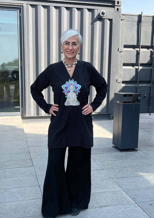 Buddha short shirt in black